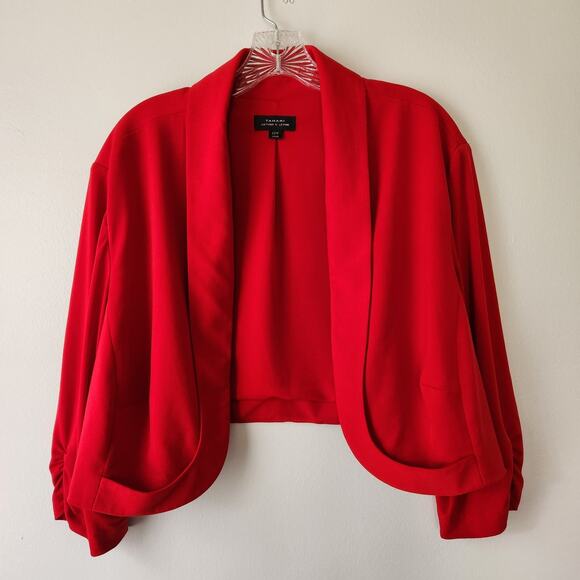 Tahari Arthur S Levine Jacket Womens 22W Bolero Red Open Front Cardigan Cropped - Picture 1 of 11